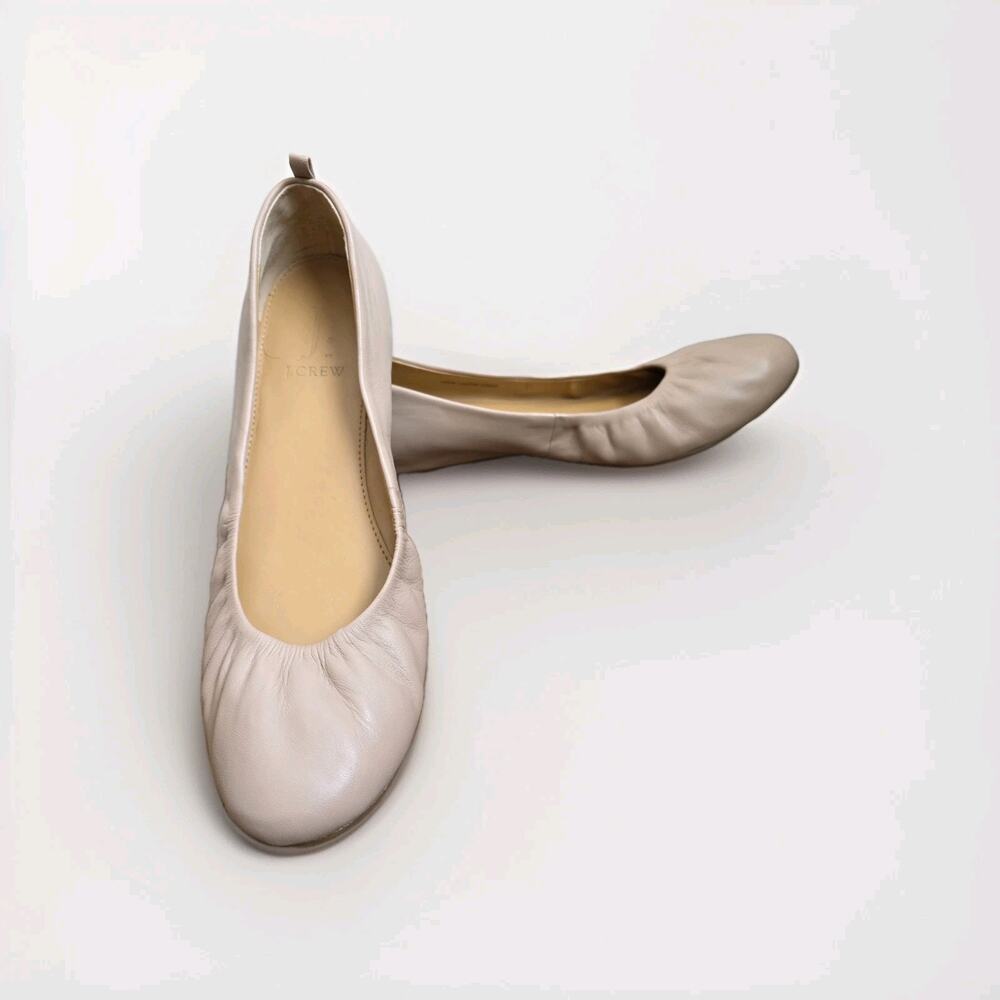 J Crew Cece Nude Tan Leather Ballet Flats Sz 8.5 Neutral Soft Girl Capsule